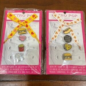 Retro Pop Enamel Shoe Charms With Laces, New! - Set of 2